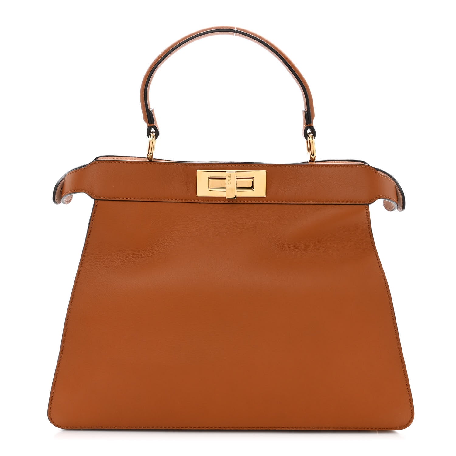 Fendi Vitello Seta Shiny Nappa Medium Peekaboo I SEE U Satchel Brandy Light Rose 1 of 11
