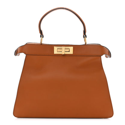 Fendi Vitello Seta Shiny Nappa Medium Peekaboo I SEE U Satchel Brandy Light Rose 1 of 11