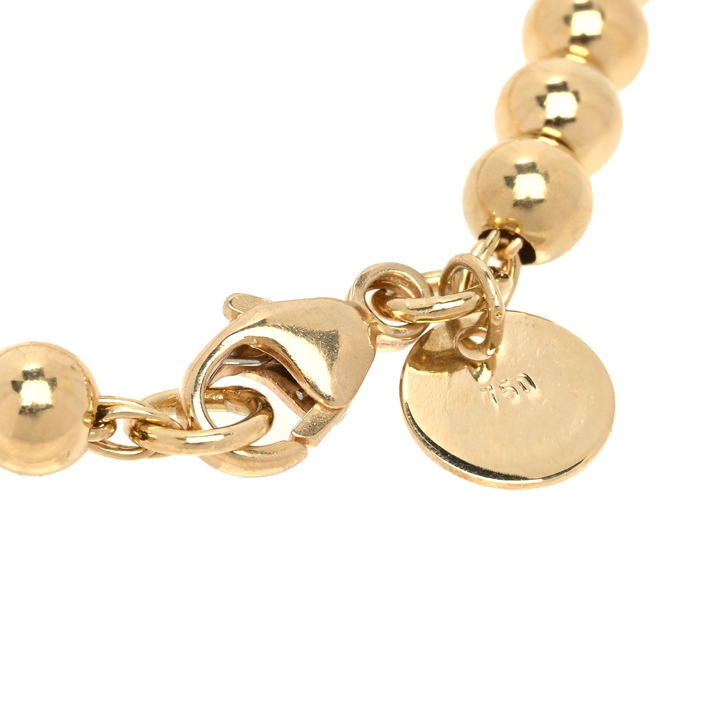 18K Yellow Gold 4mm Return To Tiffany Bead Heart Tag Bracelet