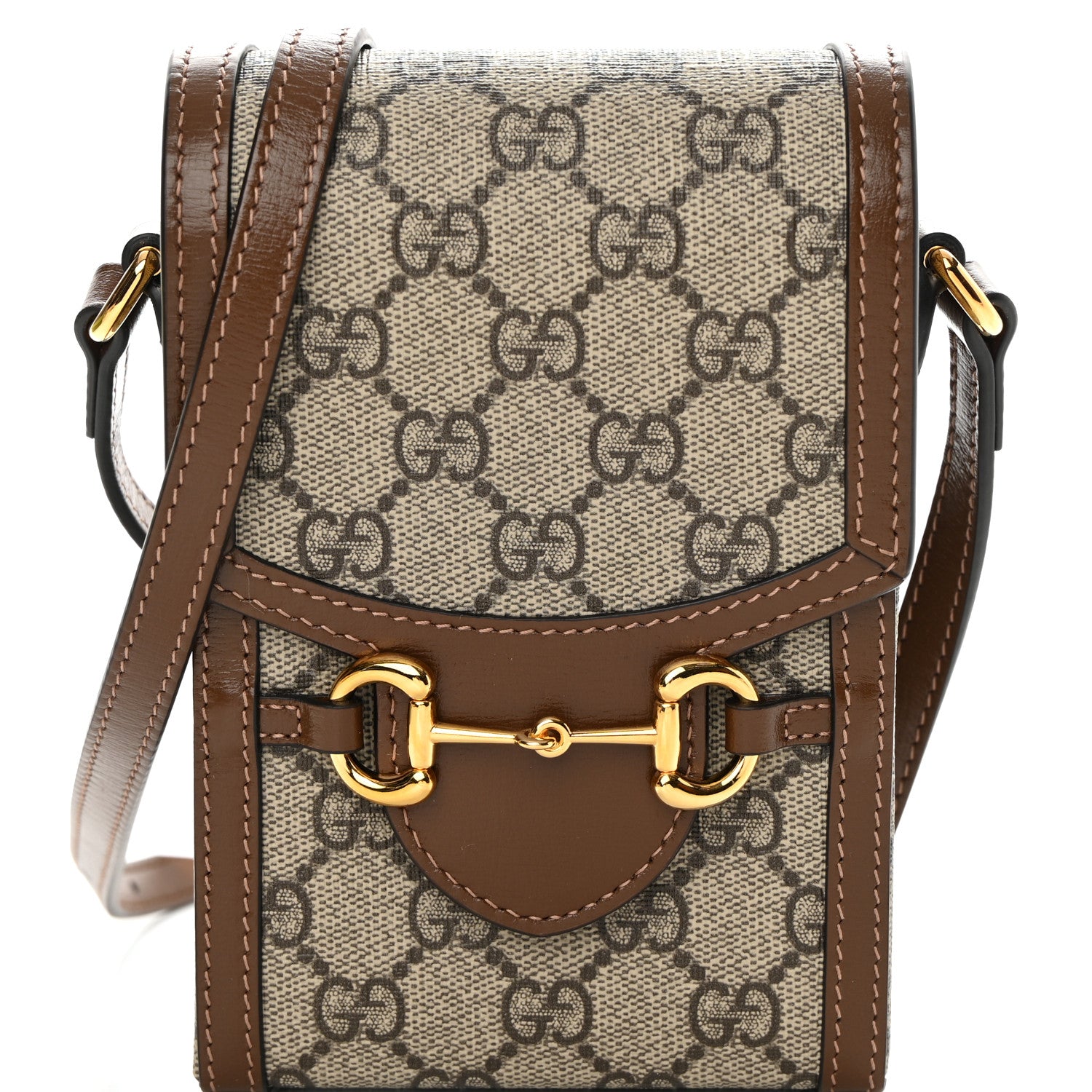 Gucci GG Supreme Monogram Mini Horsebit 1955 Crossbody Bag Beige Brown Sugar 8 of 11
