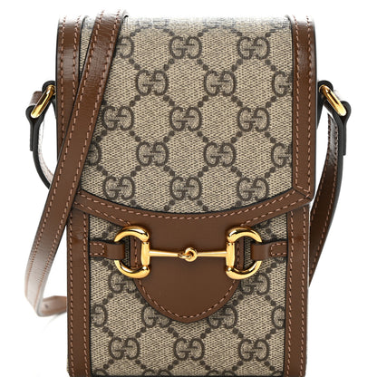 Gucci GG Supreme Monogram Mini Horsebit 1955 Crossbody Bag Beige Brown Sugar 8 of 11
