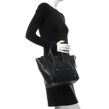 Celine Drummed Calfskin Micro Luggage Black 2 of 11
