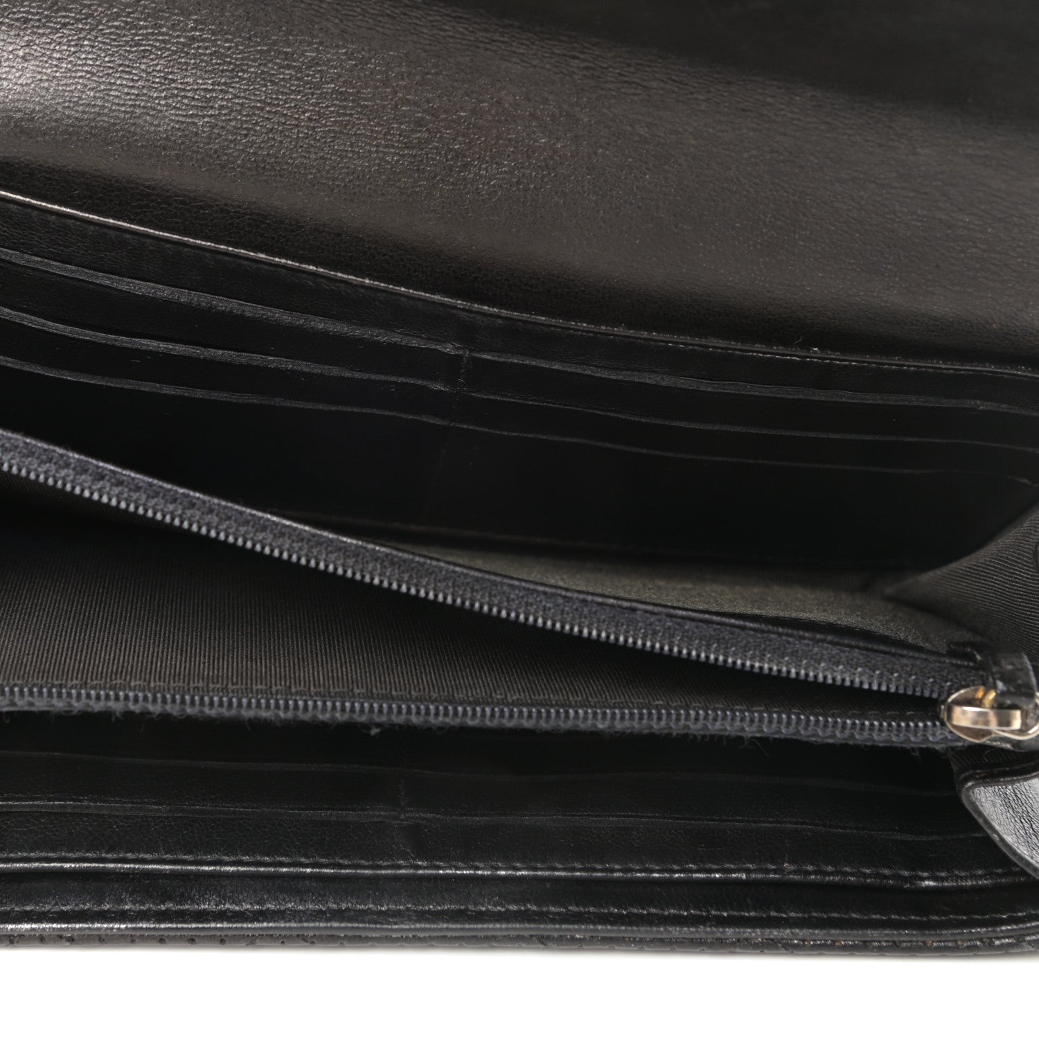 Chanel Perforated Lambskin Quilted Large Gusset Flap Wallet Black 5 of 7