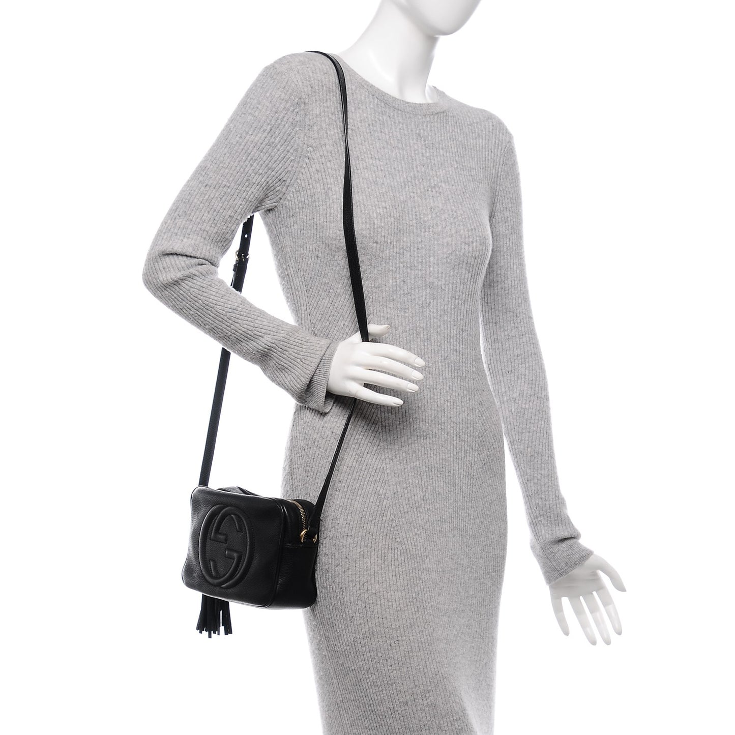 Pebbled Calfskin Small Soho Disco Bag Black