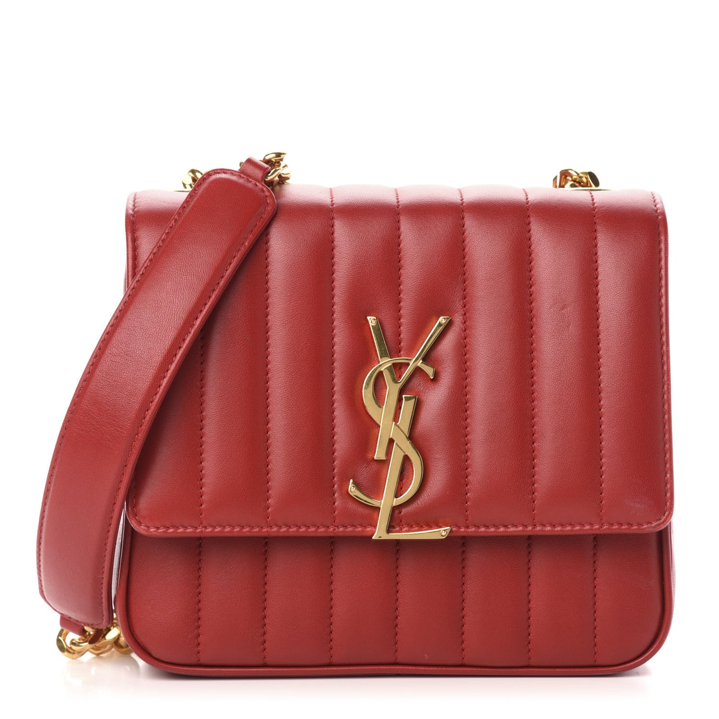 Lambskin Matelasse Monogram Medium Vicky Chain Bag Rouge Eros