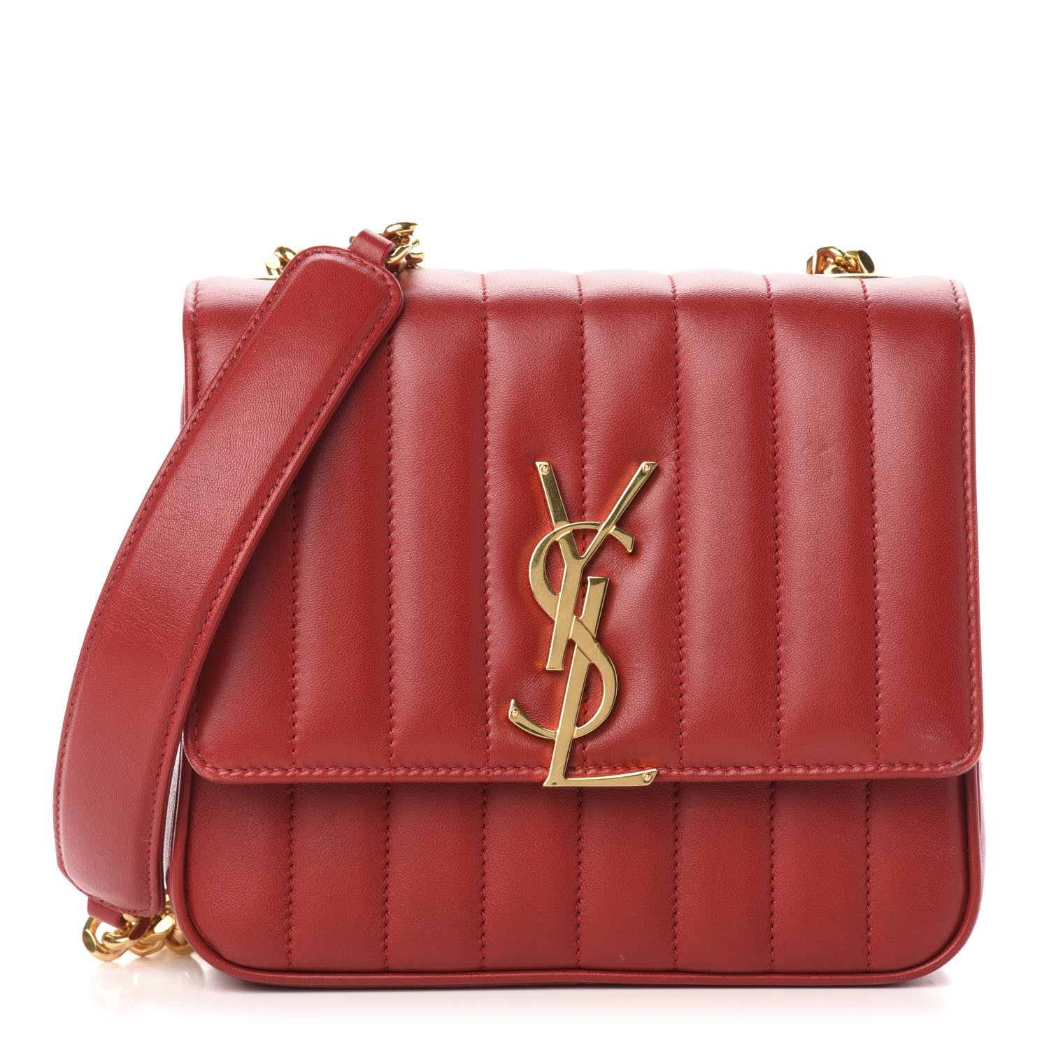 Saint Laurent Lambskin Matelasse Monogram Medium Vicky Chain Bag Rouge Eros 1 of 10