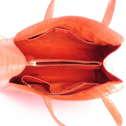 Nancy Gonzalez Crocodile Tote Coral 5 of 7