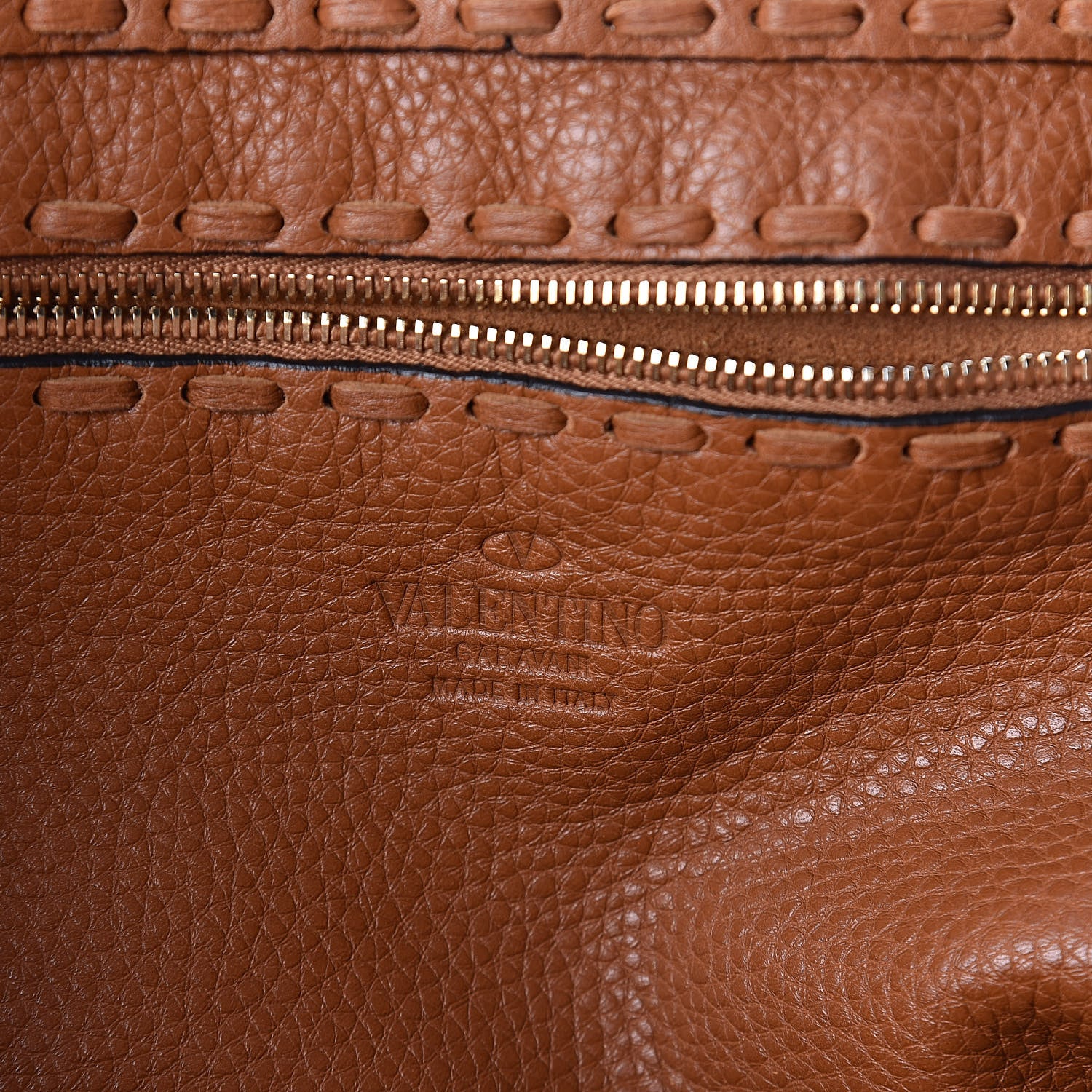Valentino Garavani Grained Calfskin C-Rockee Fringe Tote Light Cuir 6 of 9