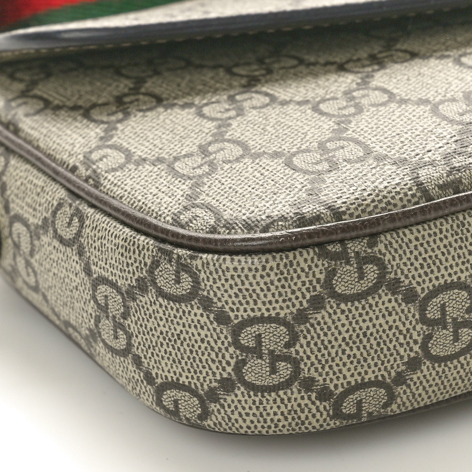 Gucci GG Supreme Monogram Textured Dollar Calfskin Web Mini Ophidia Envelope Shoulder Bag Beige Ebony 8 of 9