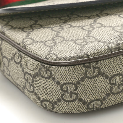 Gucci GG Supreme Monogram Textured Dollar Calfskin Web Mini Ophidia Envelope Shoulder Bag Beige Ebony 8 of 9