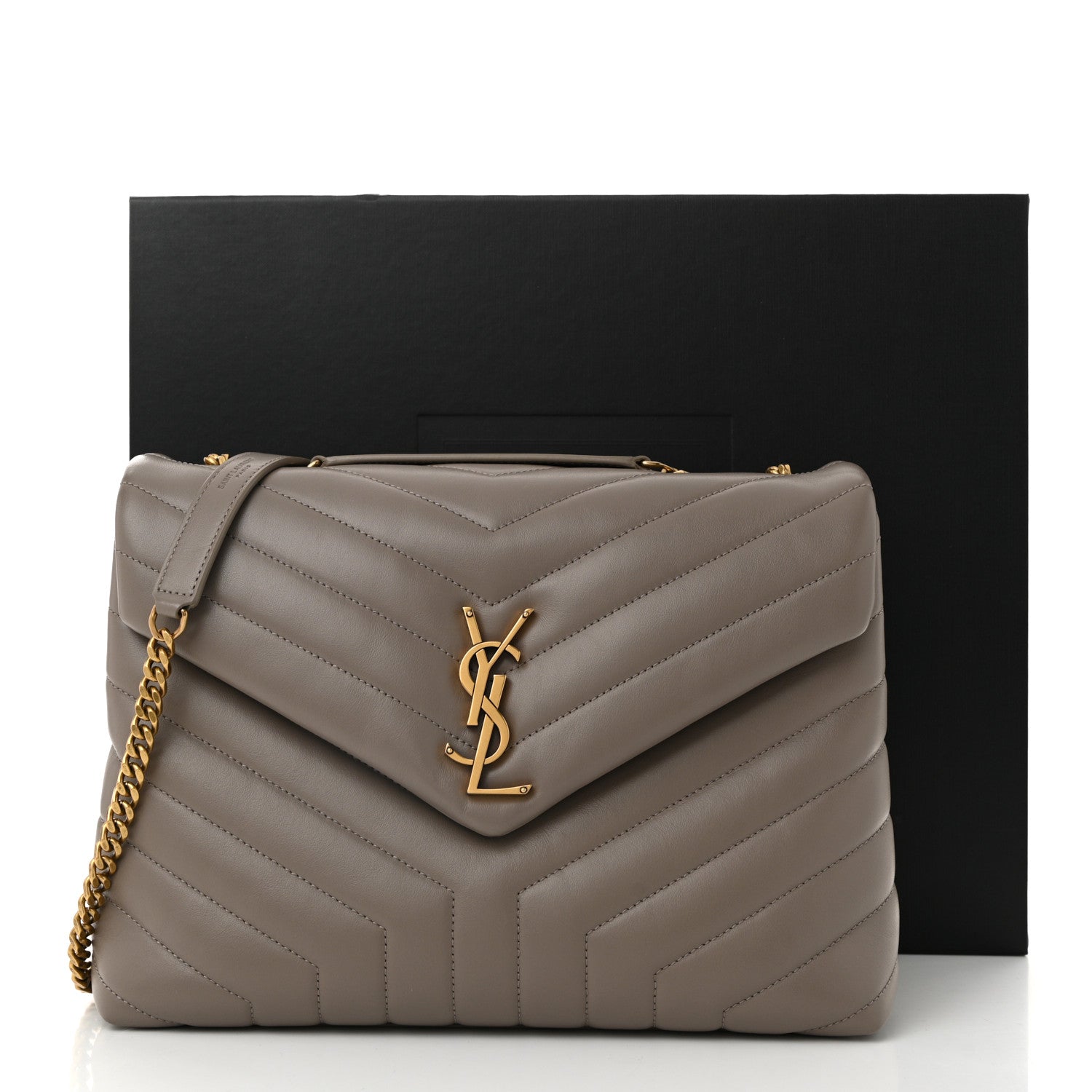 Saint Laurent Calfskin Y Quilted Monogram Medium Loulou Chain Satchel Dark Beige 11 of 11