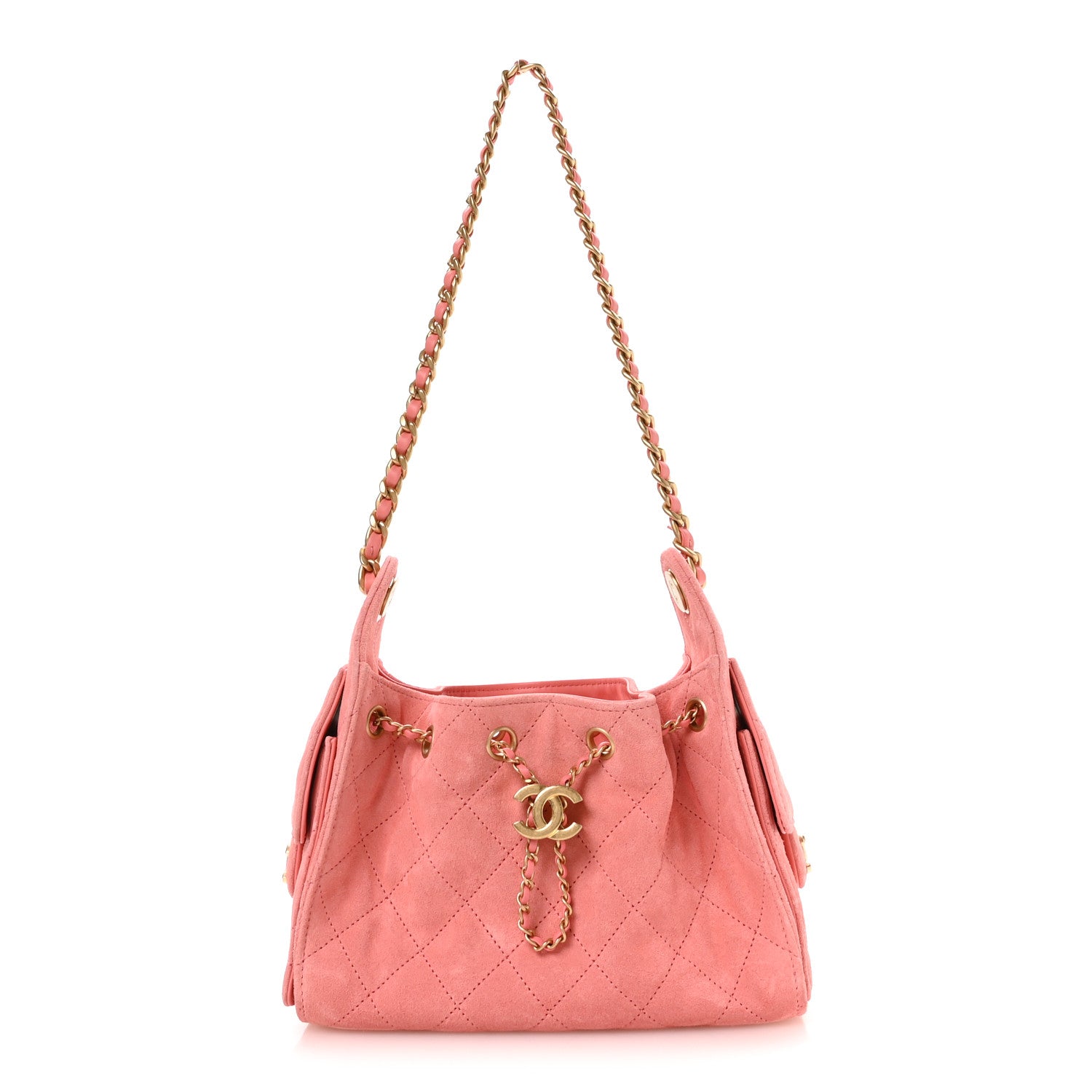 Chanel Suede Quilted Mini Chanel 25 Handbag Pink 1 of 10
