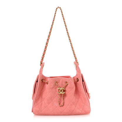 Chanel Suede Quilted Mini Chanel 25 Handbag Pink 1 of 10