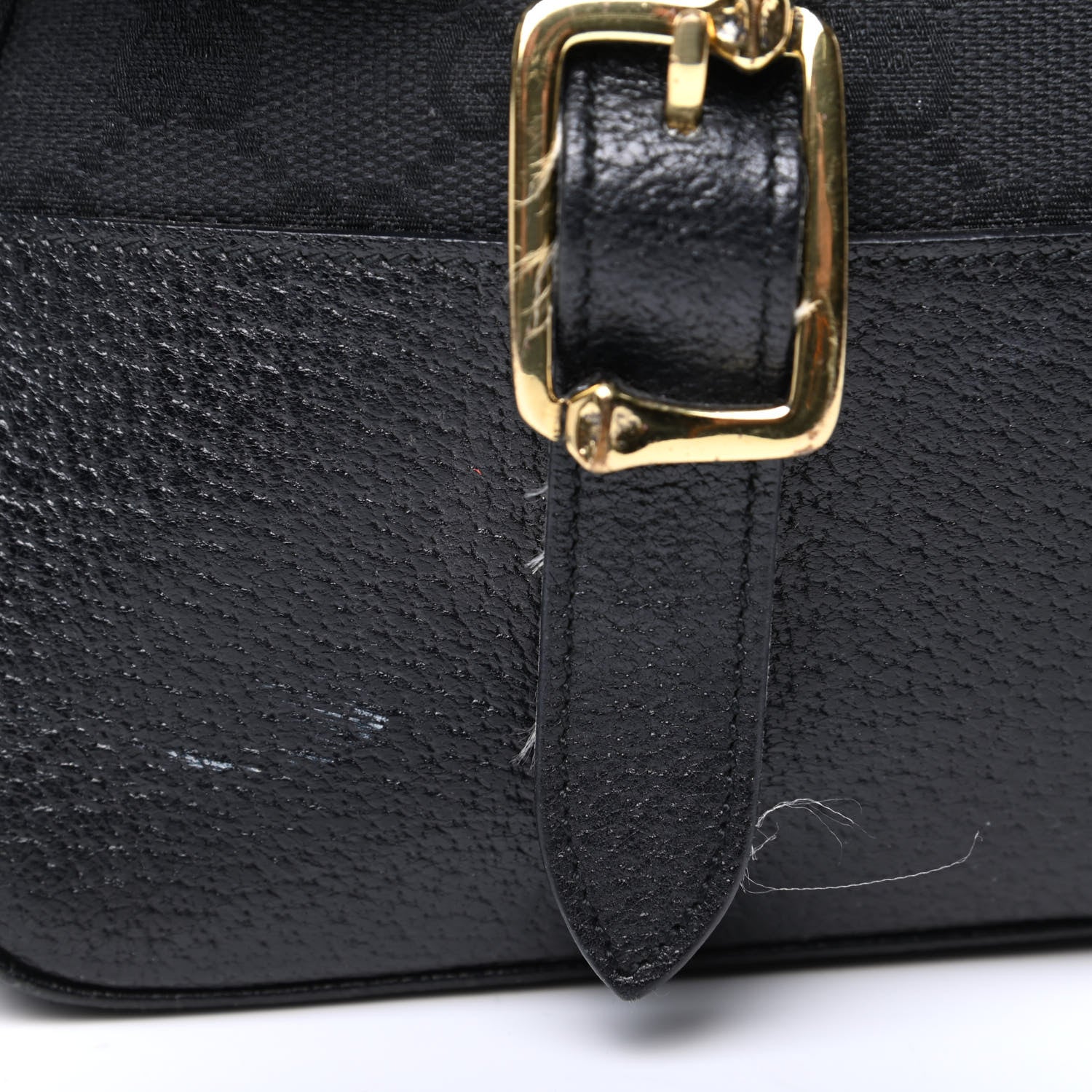 Gucci Monogram Calfskin Double Buckle Flap Messenger Bag Black 10 of 11