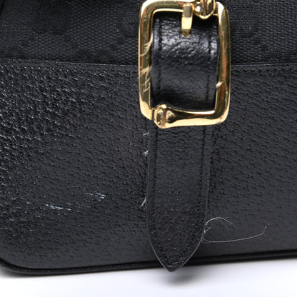 Gucci Monogram Calfskin Double Buckle Flap Messenger Bag Black 10 of 11