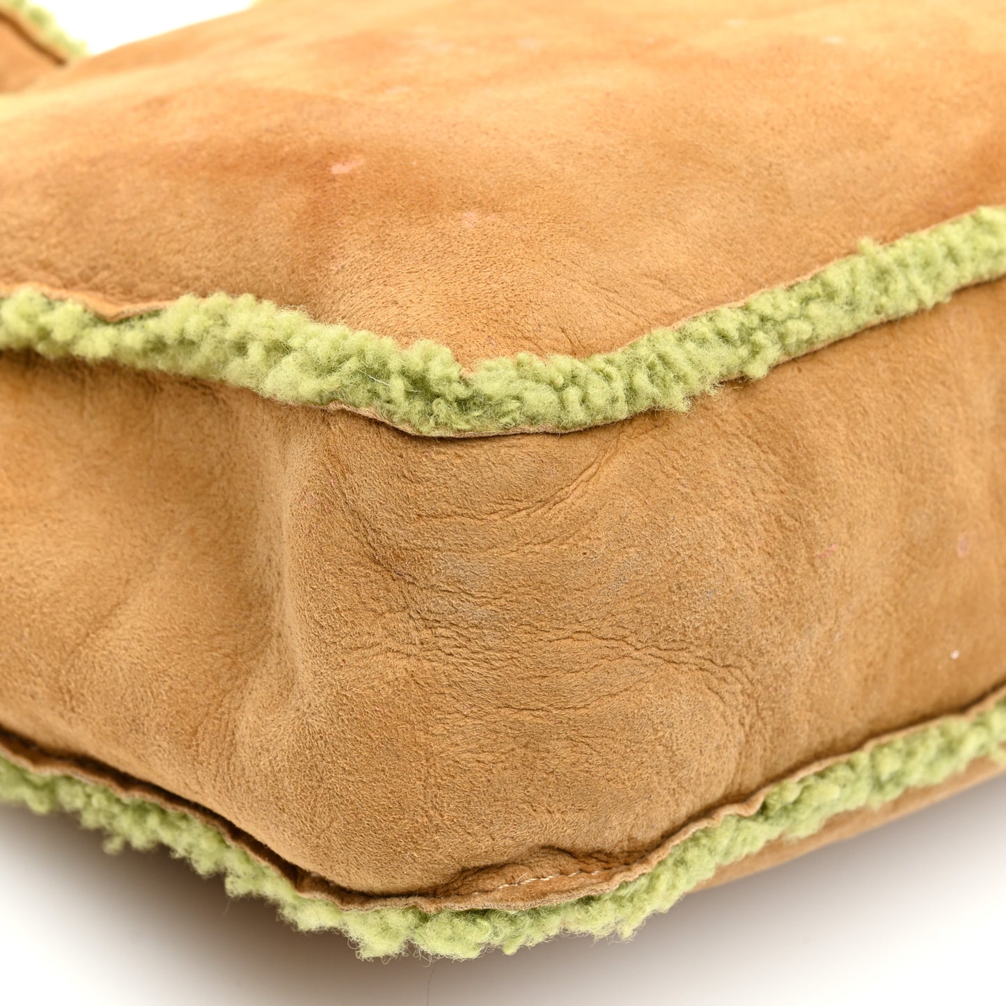 Suede Shearling Shoulder Bag Light Brown