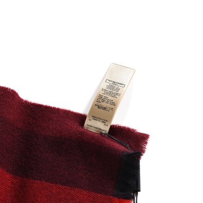 Burberry Wool Cashmere Giant Exploded Check Fringe Scarf Claret 5 of 5