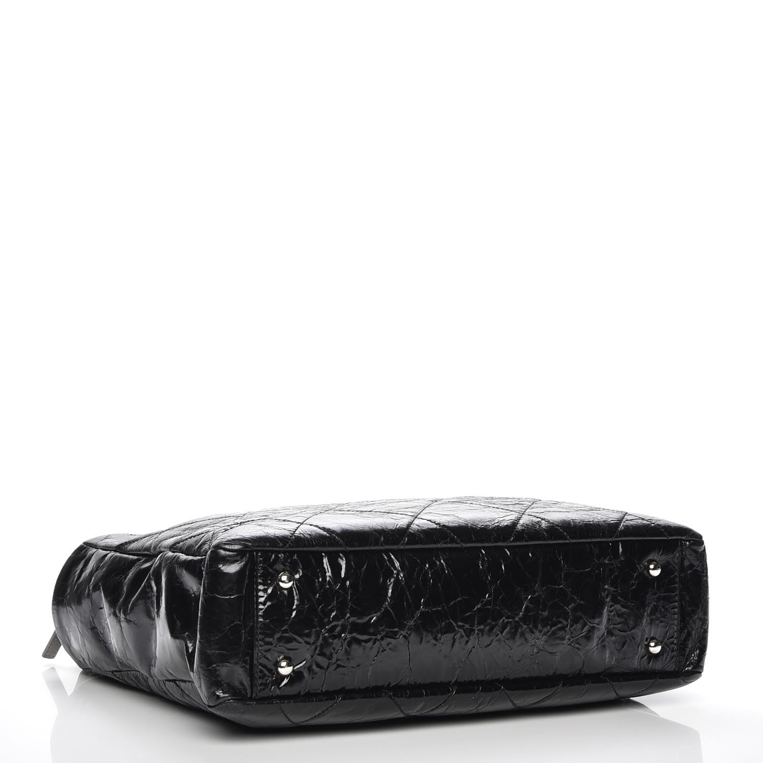 Chanel Glazed Calfskin Lambskin Quilted Portobello Tote Black Grey 5 of 11