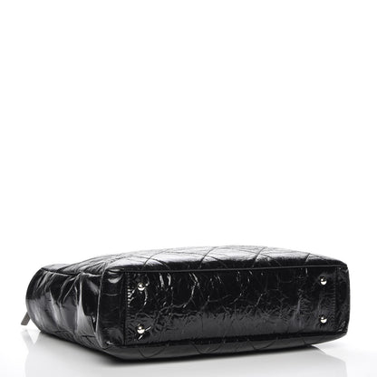 Chanel Glazed Calfskin Lambskin Quilted Portobello Tote Black Grey 5 of 11