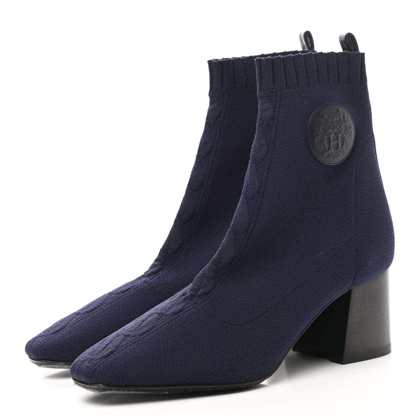 Knit Calfskin Volver Ankle Boots 37 Bleu Diplomatique