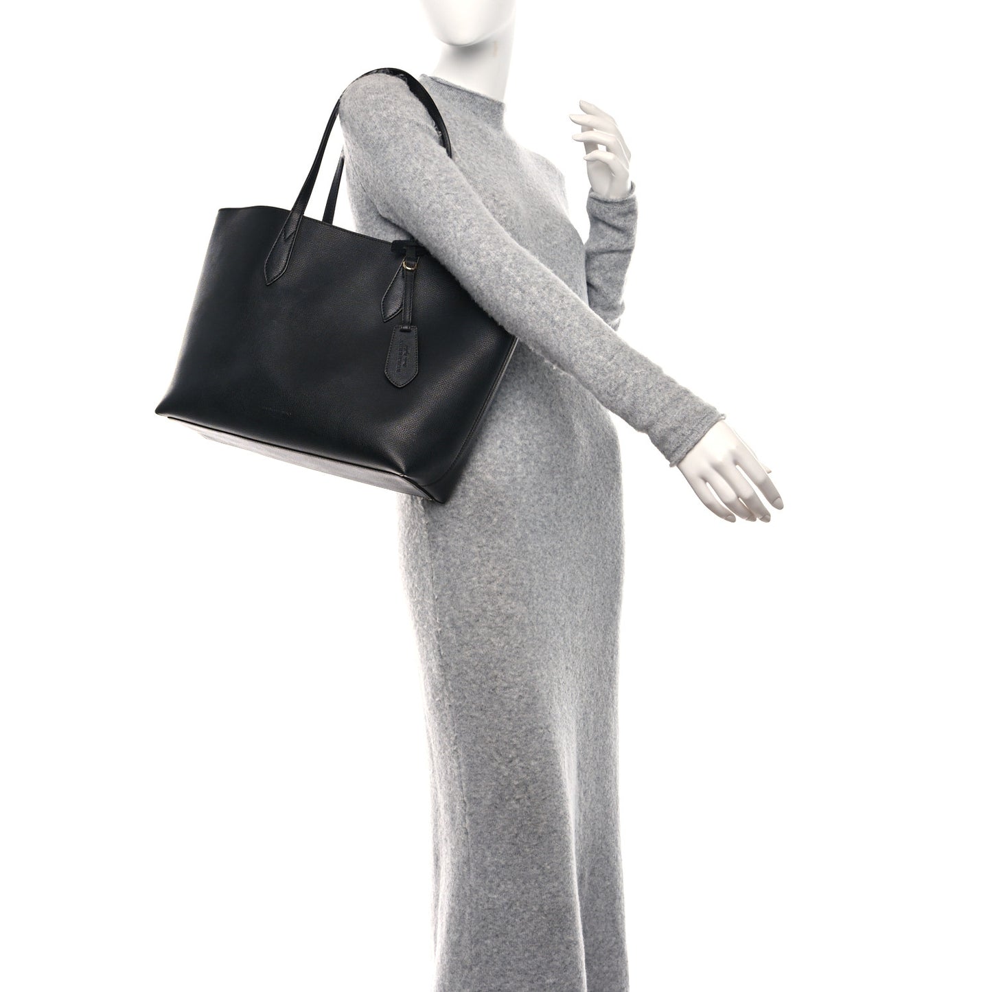 Grainy Calfskin Haymarket Colours Check Medium Zip Tote Black