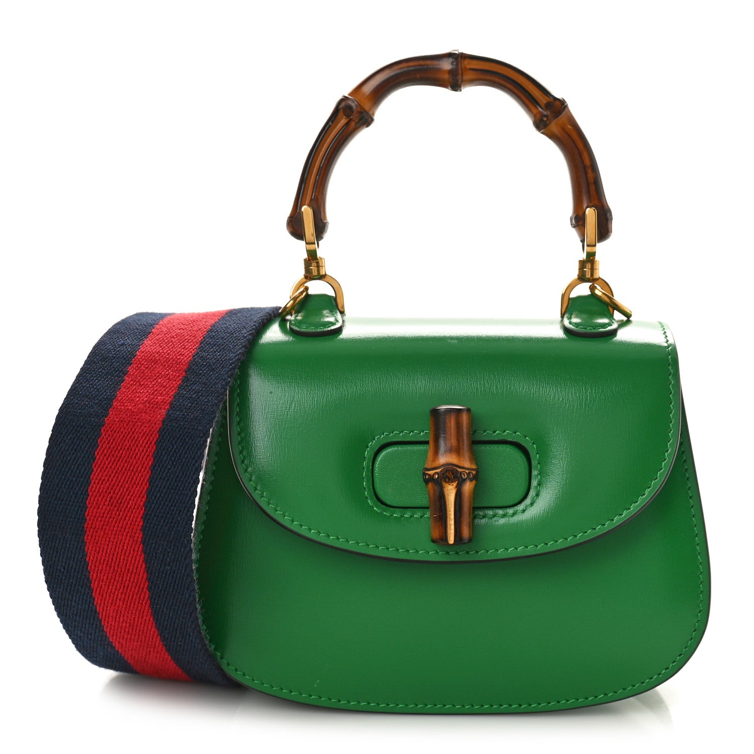 Gucci Boarded Dyana Lux Calfskin Mini Bamboo 1947 Top Handle Bag Spring Green 1 of 9