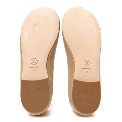 Chanel Lambskin Quilted CC Cambon Ballet Flats 39 Beige Black 6 of 8