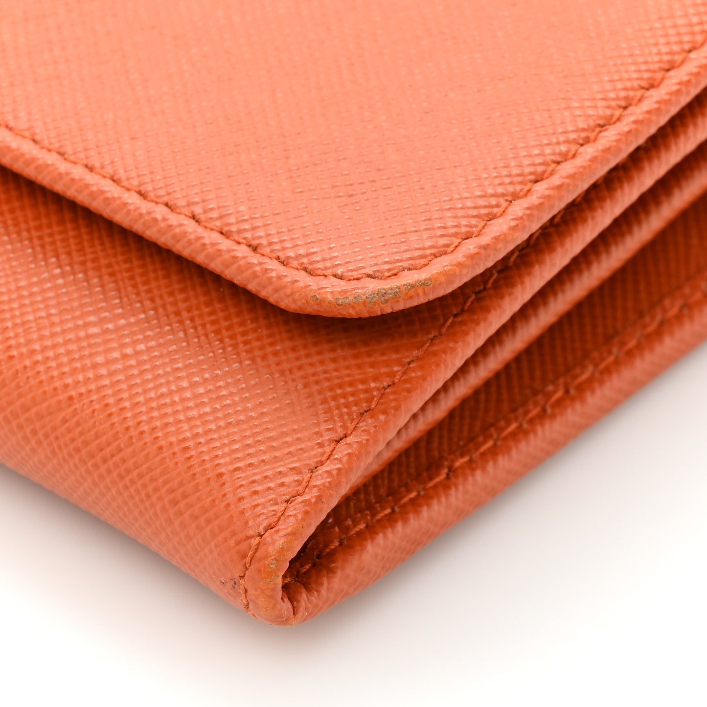 Saffiano Metal Oro Chain Wallet Papaya