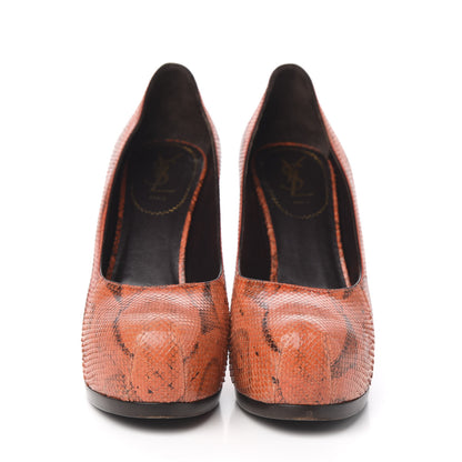 Saint Laurent Snakeskin Leopard Print Tribtoo 80 Pumps 40.5 Naturale 2 of 9