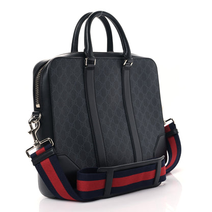 Gucci GG Supreme Monogram Appia Calfskin Web Briefcase Black 3 of 11