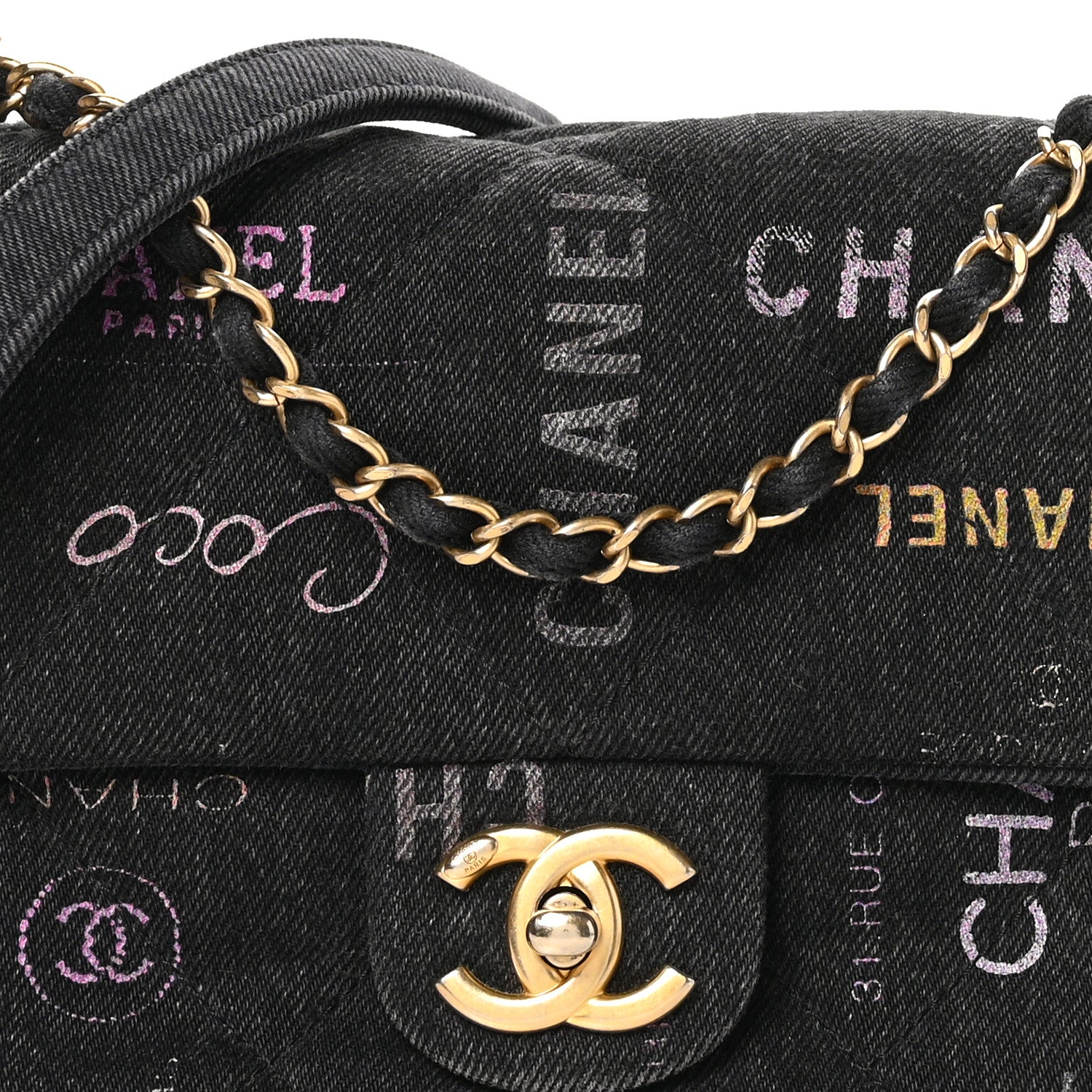 Chanel Denim Quilted Denim Mood Mini Rectangular Flap Black Multicolor 8 of 10