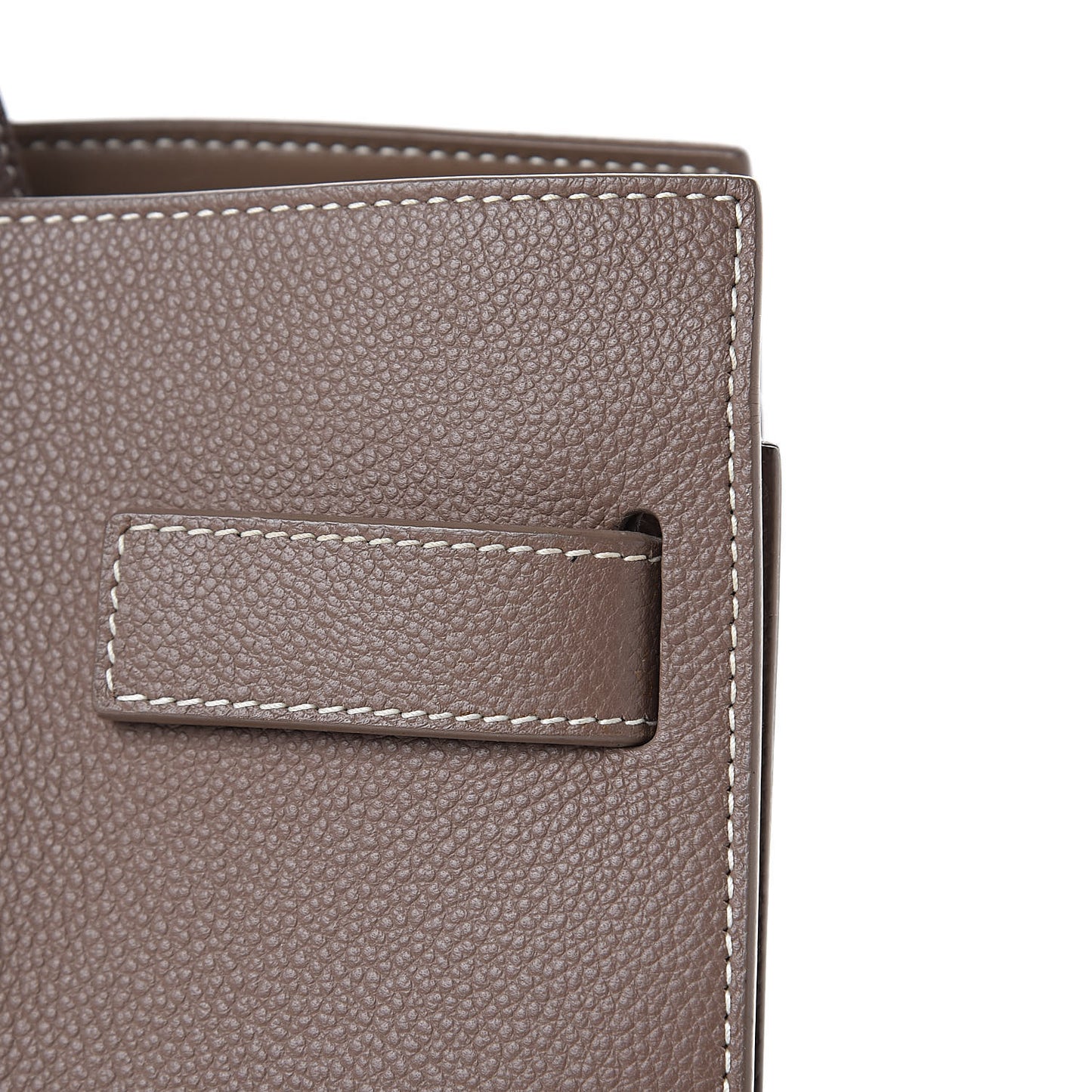 Grained Calfskin Topstitch Small Classic Sac De Jour Taupe
