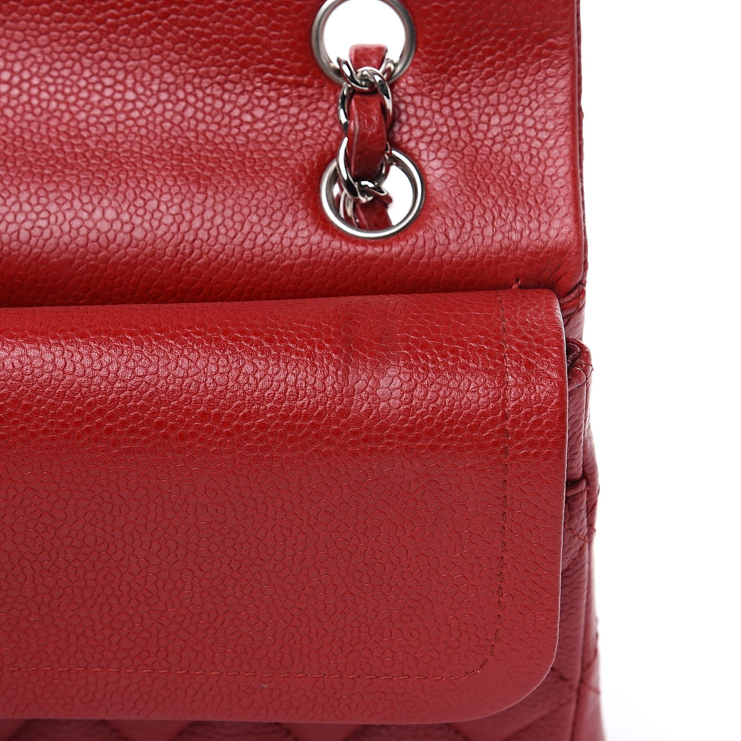 Caviar Quilted Medium Double Flap Red