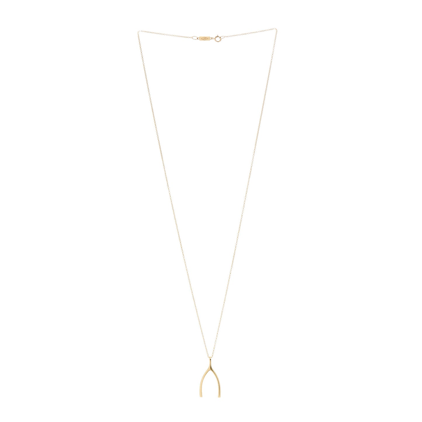18K Yellow Gold Wishbone Pendant Necklace