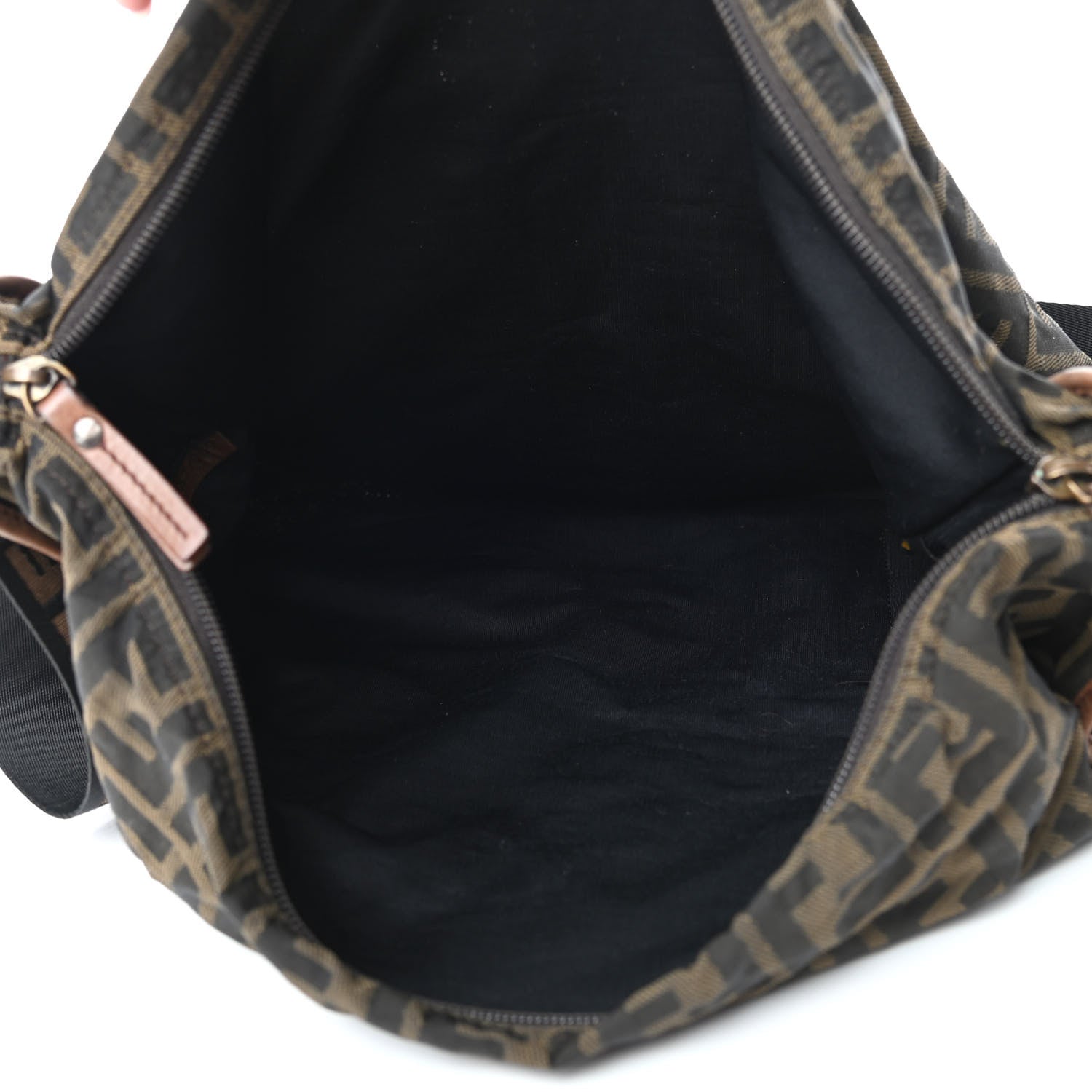Fendi Zucca Vitello Patchwork Shoulder Flap Bag Tobacco Sabbia 4 of 4