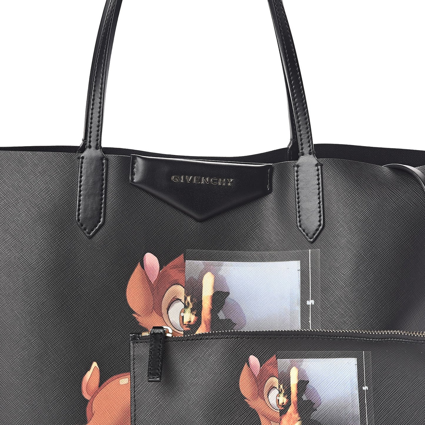 Textured Coated Canvas Bambi Print Medium Antigona Tote
