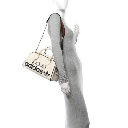 Gucci X ADIDAS Textured Dollar Calfskin Web Trefoil Logo Embossed Mini Bowling Bag Off White 2 of 11