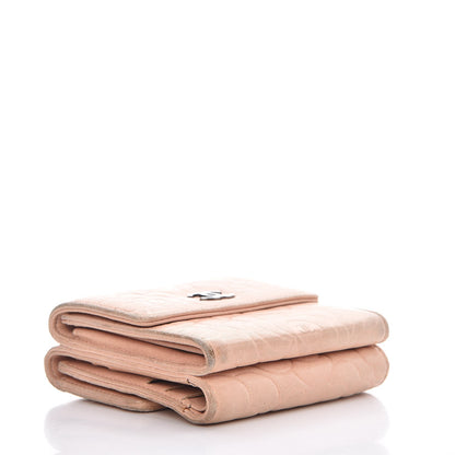 Chanel Lambskin Camellia Embossed Small Double Wallet Pink 4 of 20