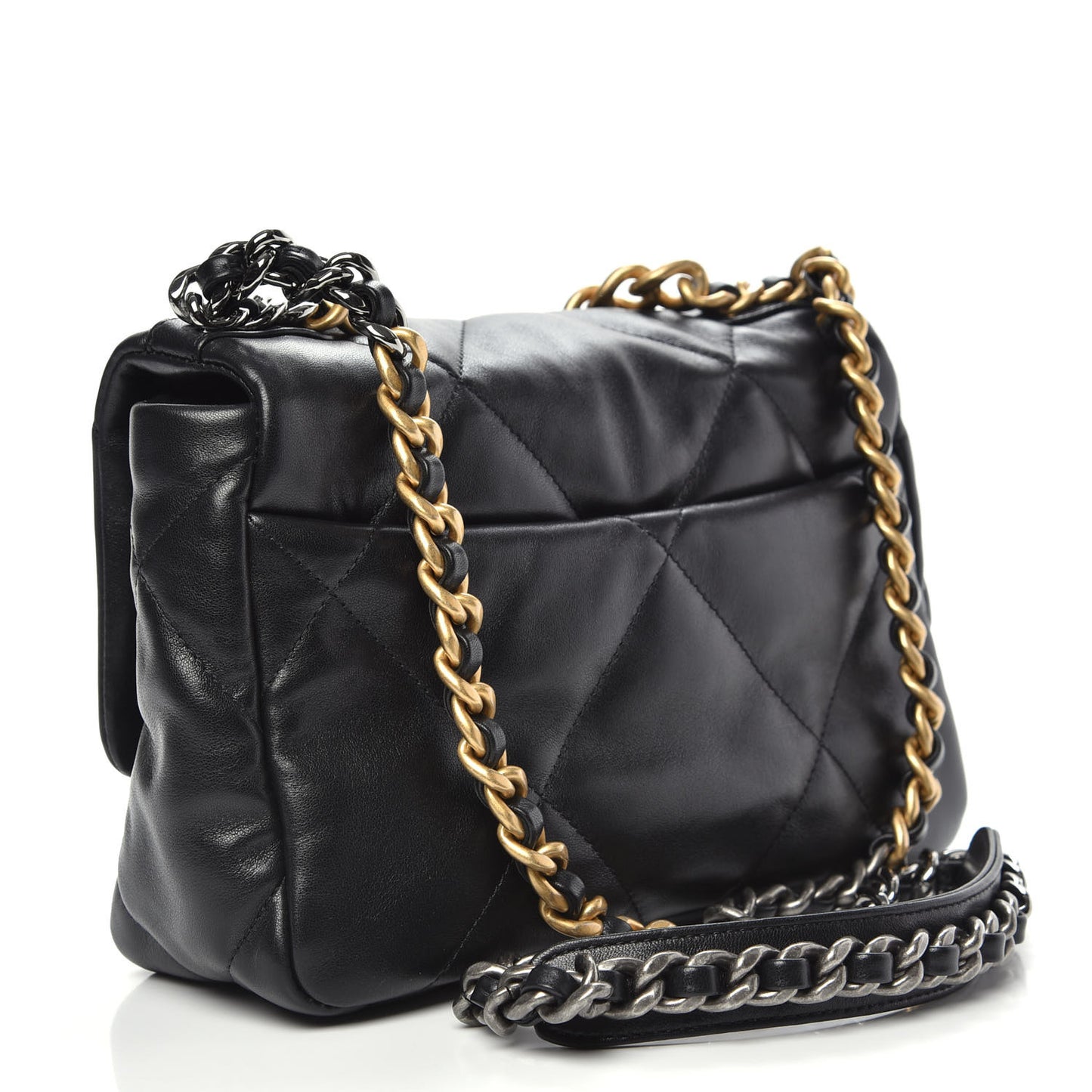 Lambskin Quilted Medium 19 Flap Black