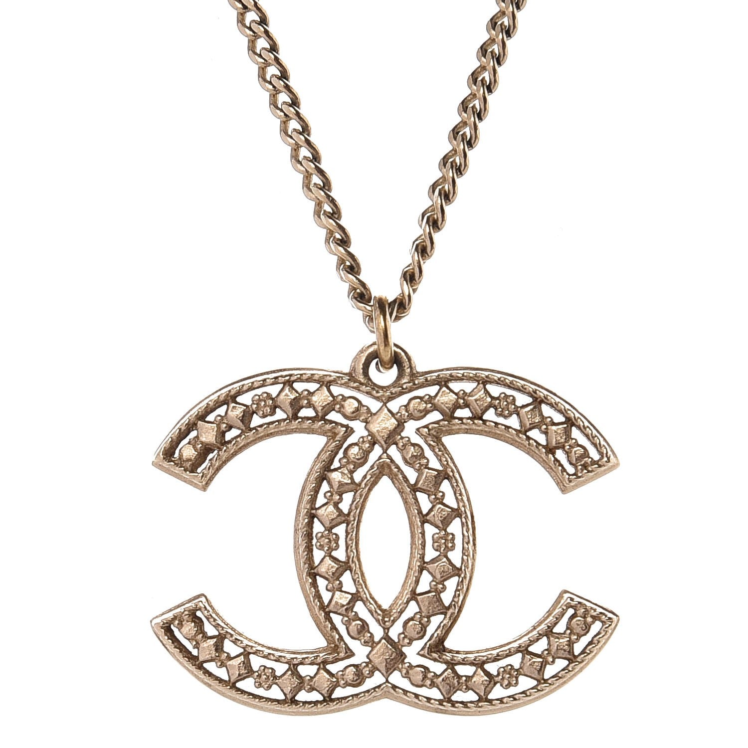 Chanel CC Pendant Necklace Gold 3 of 5