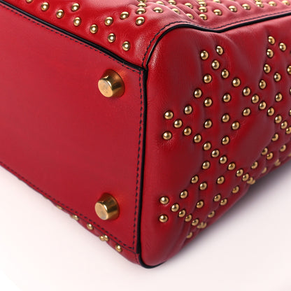Christian Dior Lambskin Cannage Studded Medium Supple Lady Dior Red 9 of 9