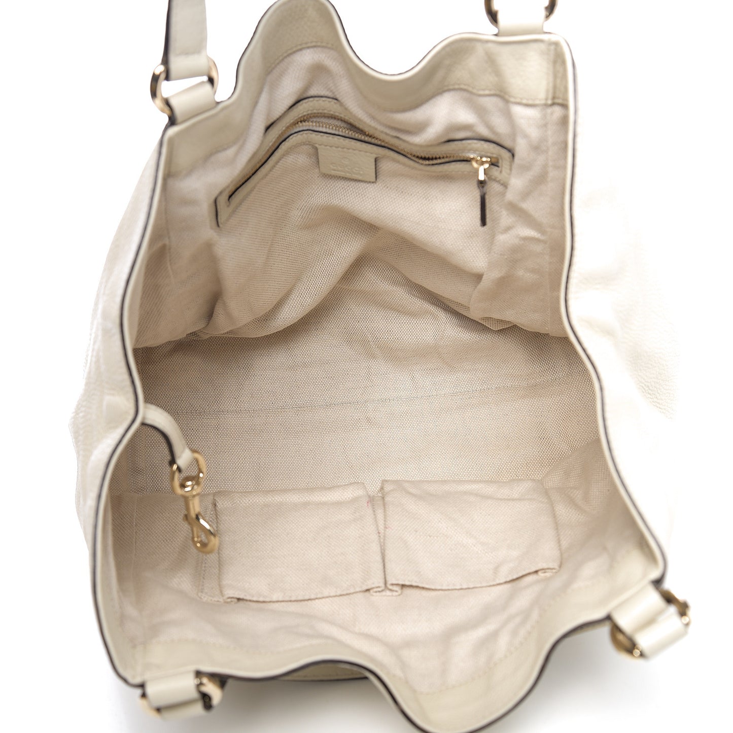Pebbled Calfskin Medium Soho Shoulder Bag Off White