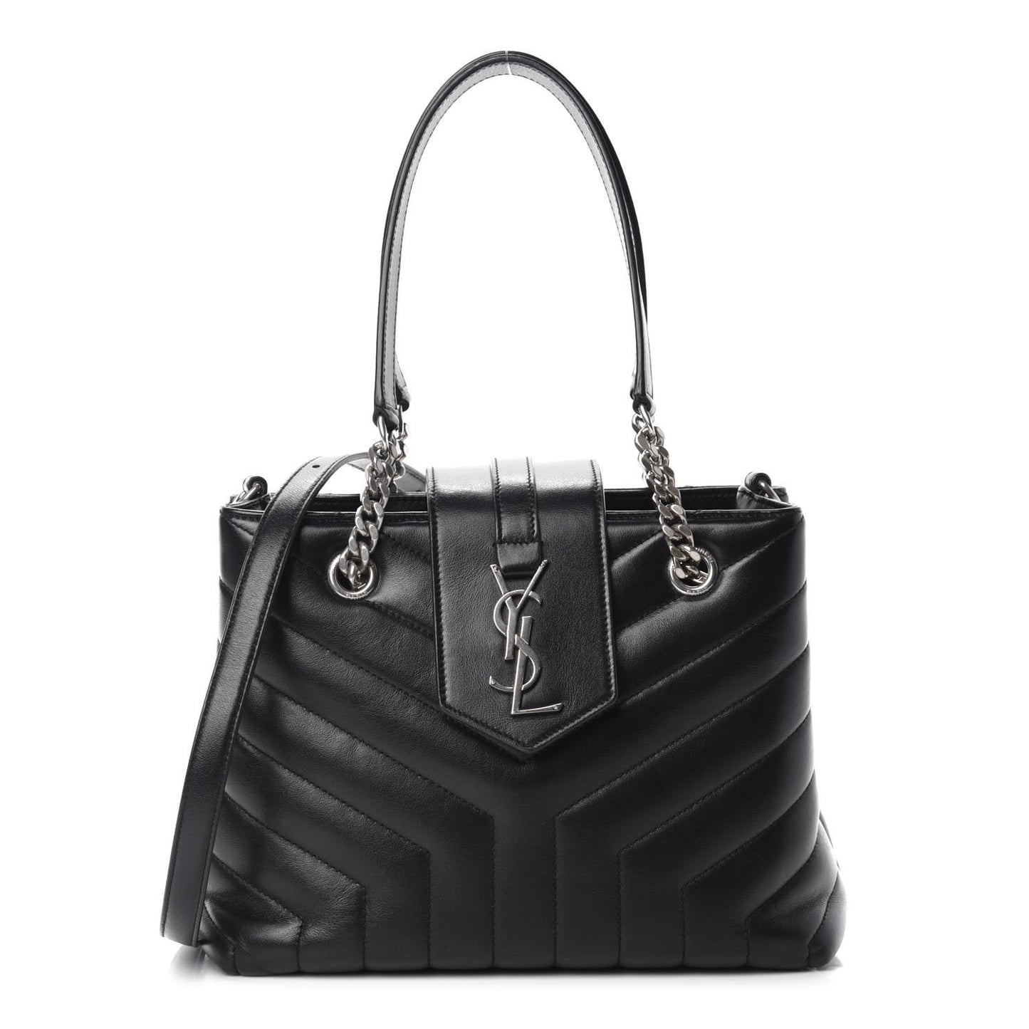 Calfskin Y Quilted Monogram Small Loulou Shopper Black