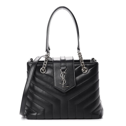 Saint Laurent Calfskin Y Quilted Monogram Small Loulou Shopper Black 1 of 12