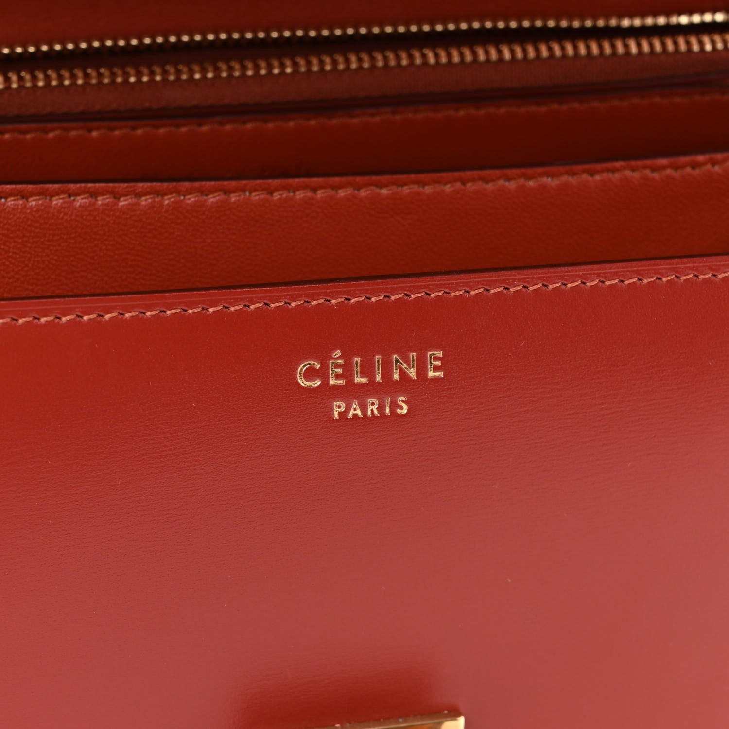 Celine Box Calfskin Medium Classic Box Flap Bag Dark Brick 5 of 13
