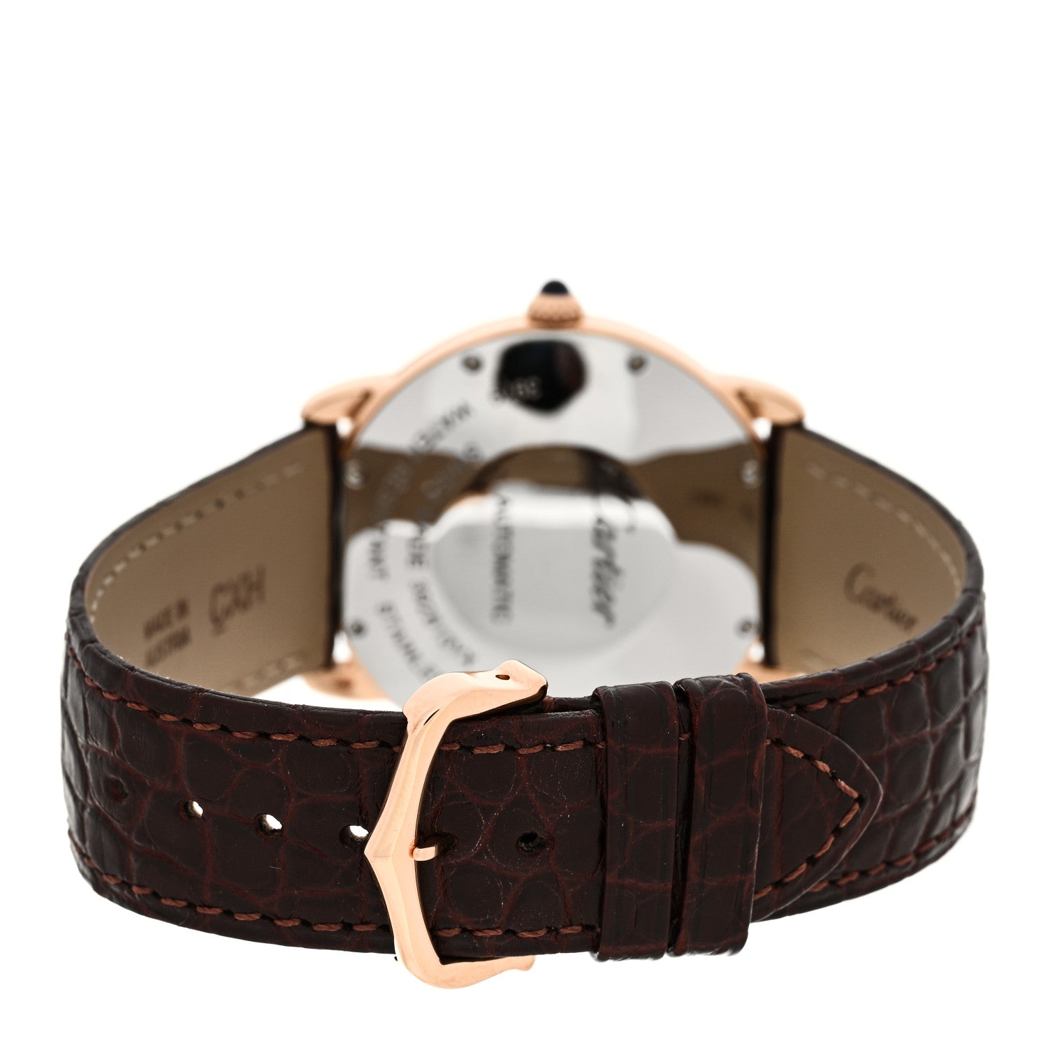 Cartier Stainless Steel 18K Pink Gold Alligator 36mm Ronde Solo Automatic Watch Brown 3 of 5