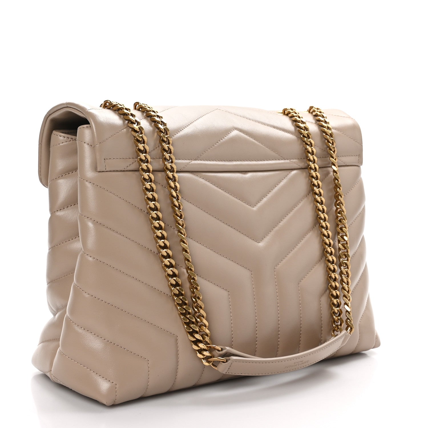 Saint Laurent SAINT LAURENT Calfskin Y Quilted Monogram Medium Loulou Chain Satchel Dark Beige 4 of 11