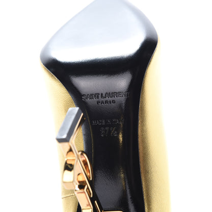 Saint Laurent Calfskin Opyum 100 Pumps 37.5 Gold 7 of 12