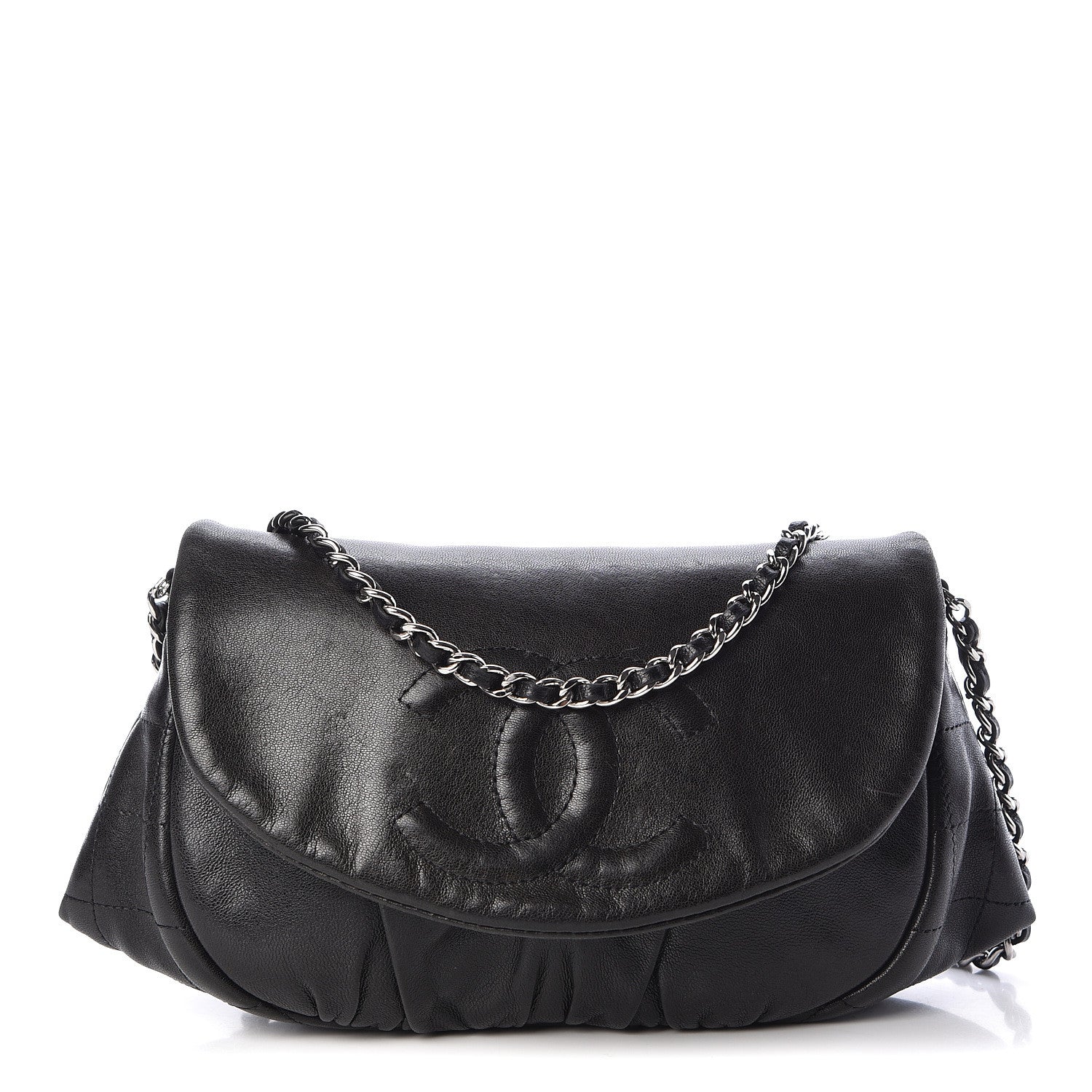 Chanel Lambskin Half Moon Wallet On Chain WOC Black 1 of 12