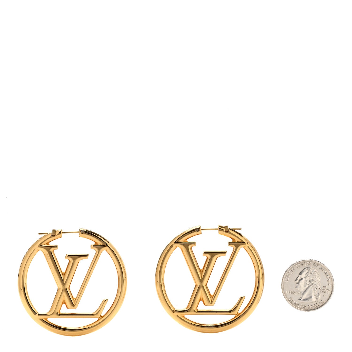 Louis Vuitton Metal Louise Hoop Earrings Gold 2 of 5